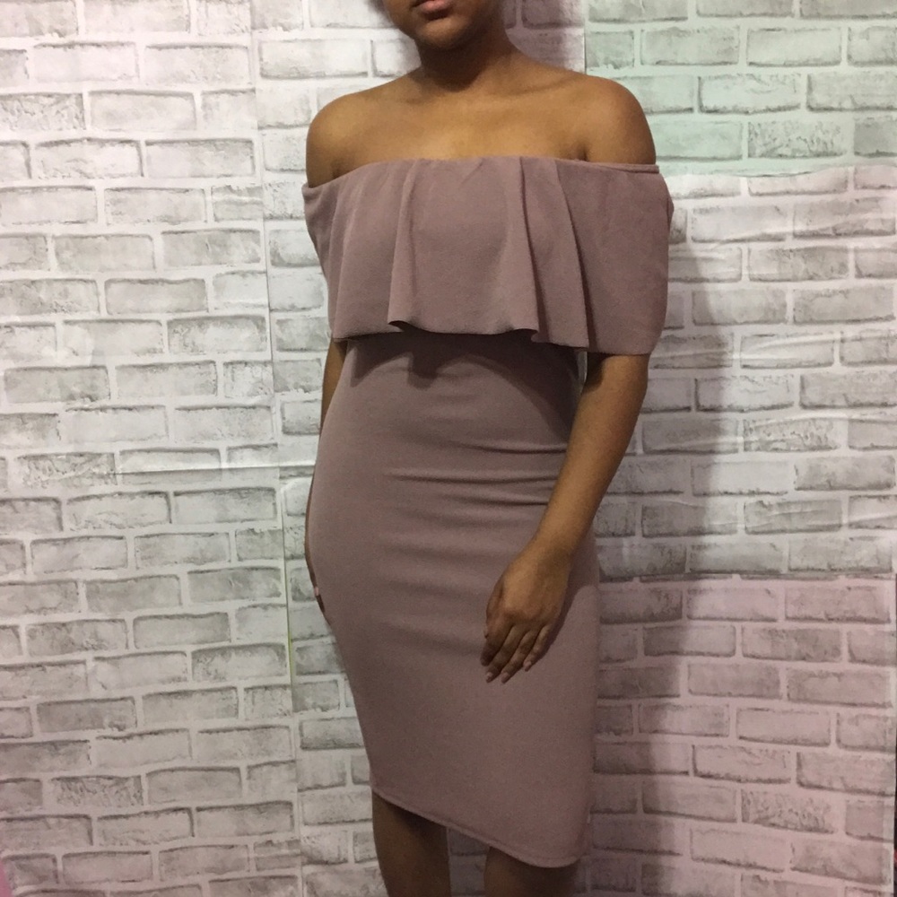 Mauve Off The Shoulder Dress
